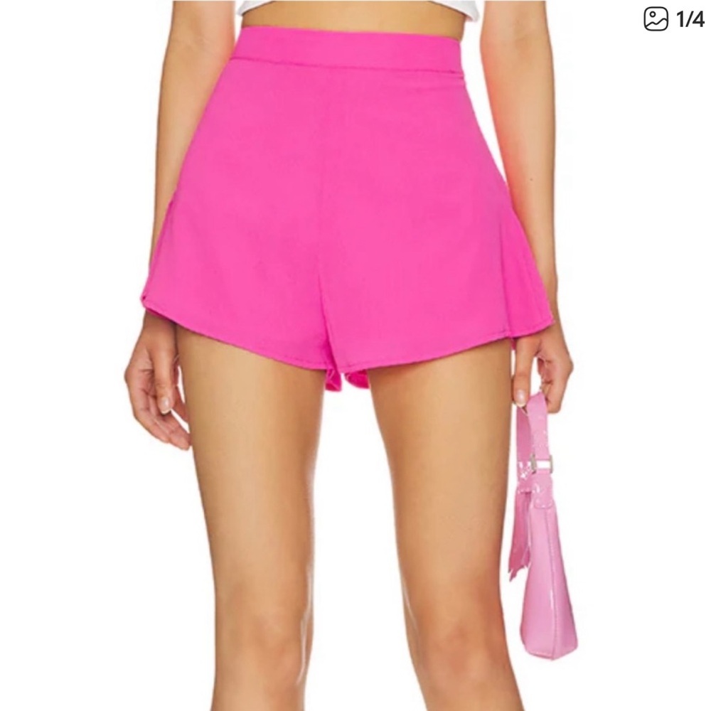 superdown Hot Pink High-Waist Flared Shorts